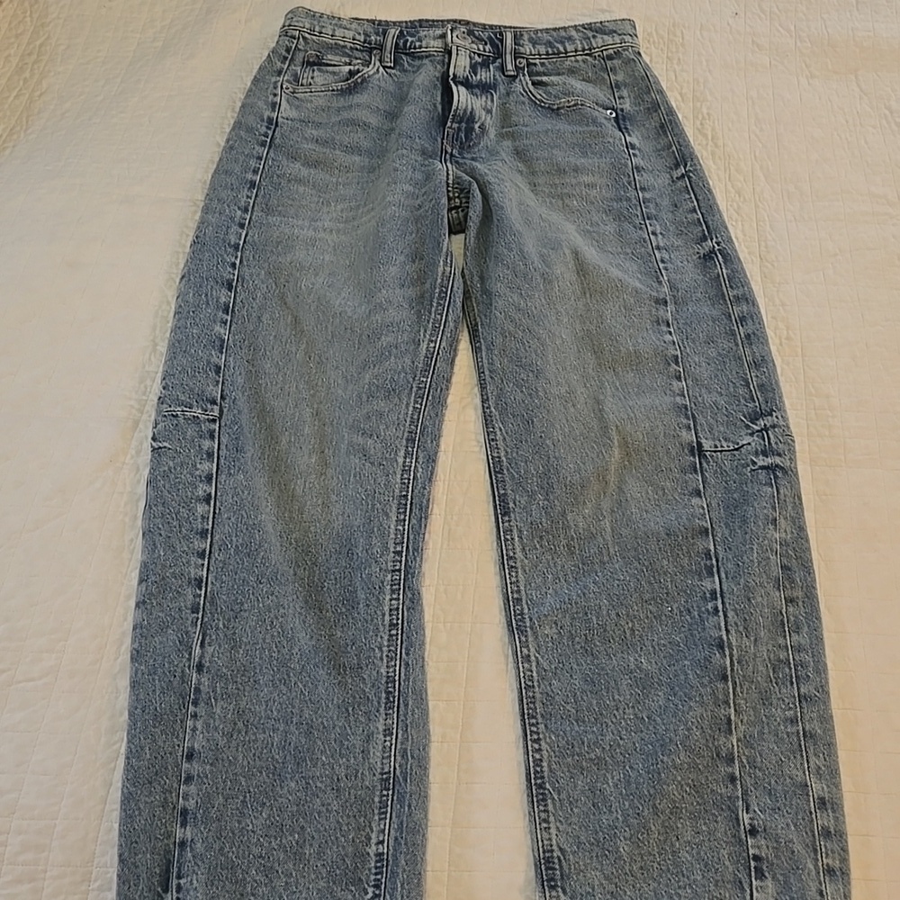 Lucky Brand Barrel Leg Raw Hem Size 4 Jeans EUC Medium Wash - Picture 11 of 11